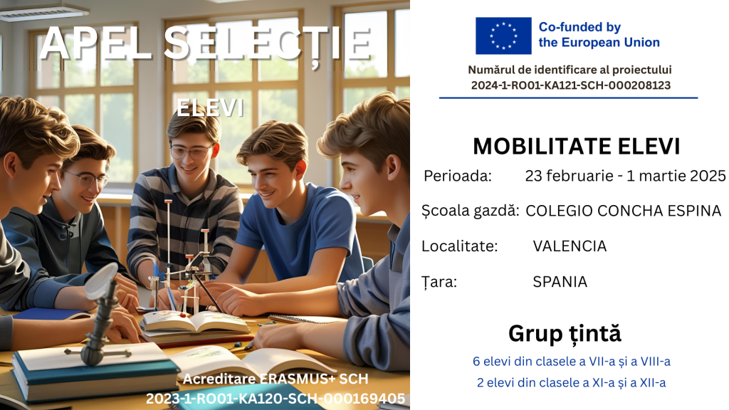 Apel selecție elevi, flux 1, mobilitate Valencia, Spania
