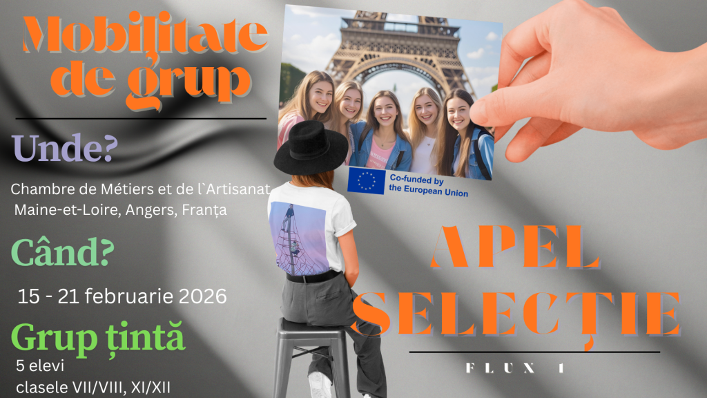 Apel selecție mobilitate de grup pentru elevi, anul doi de acreditare ERASMUS+SCH, în Franța.
