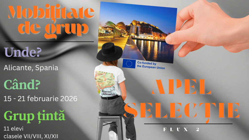 Apel selecție elevi pentru mobilitate de grup, anul doi de acreditare ERASMUS+SCH, în Spania.